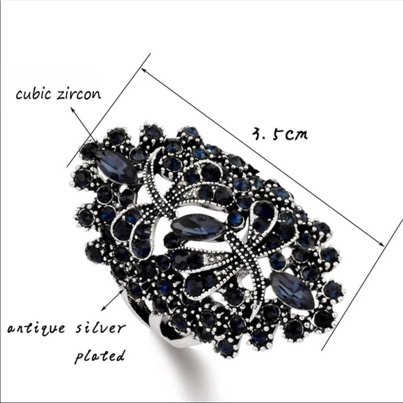 New 925 Silver Vintage Antique Sapphire Ring - Picture 6 of 6